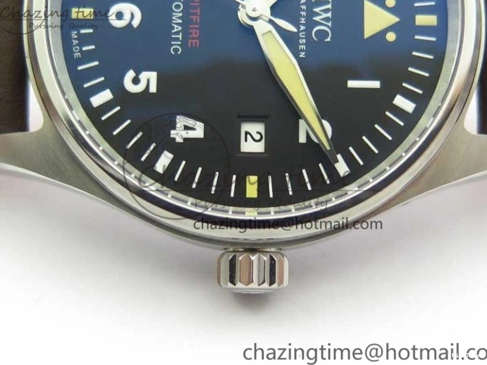 MIROTIME 0224 Original Pilot IW326803 SS MK 1:1 Best Edition Black Dial on Brown Leather Strap MIYOTA 7146